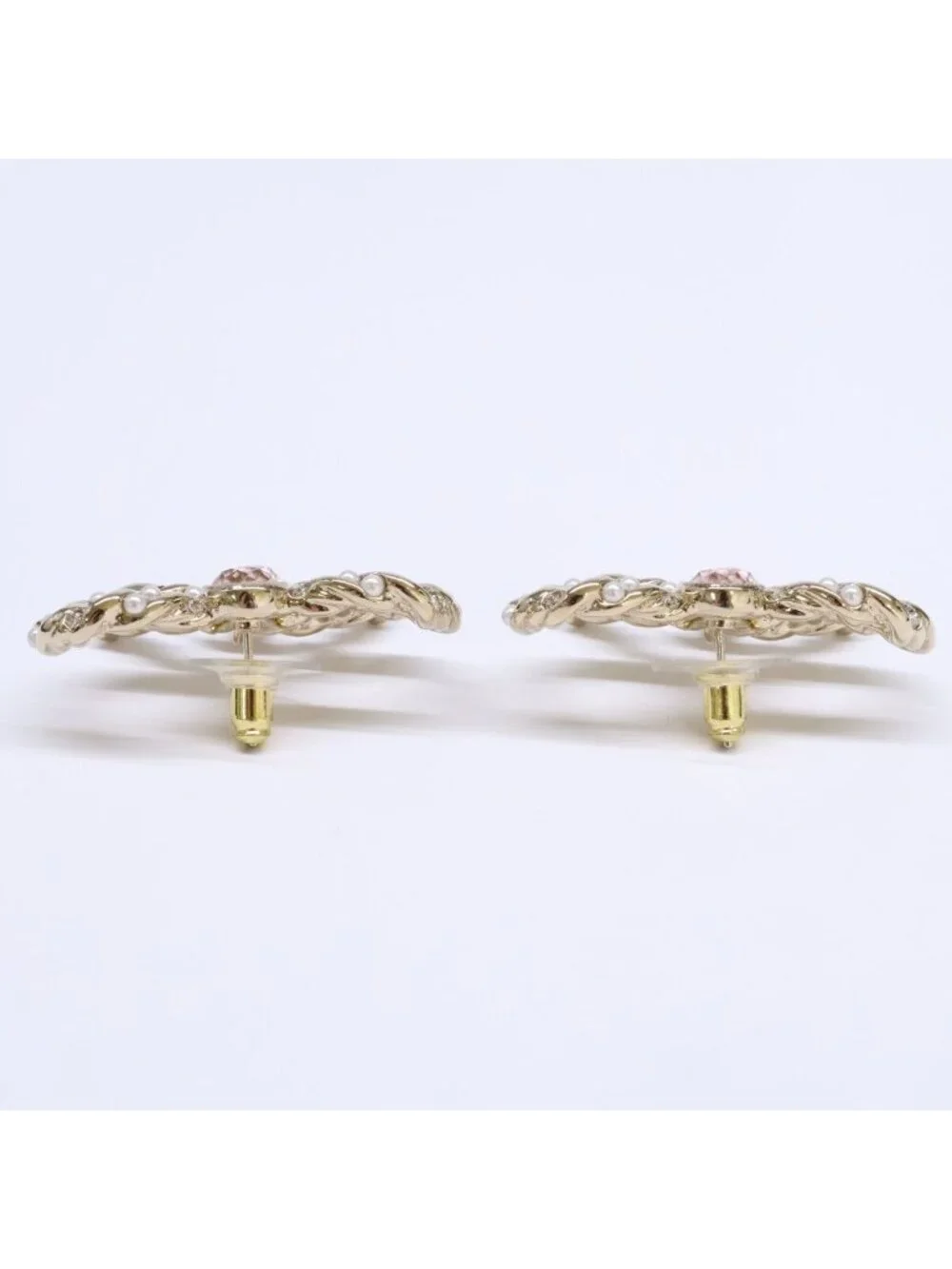 Chanel Ribbon Motif CC Logo Earrings